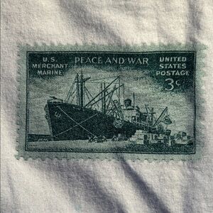 Vintage Tee Shirt with Peace & War US Stamp on Front & Back